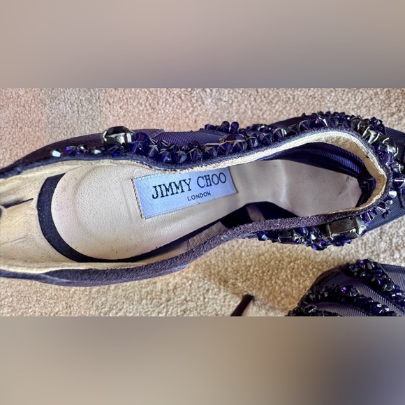 Jimmy Choo Purple Rhinestone Stiletto Heels - Picture 9 of 12